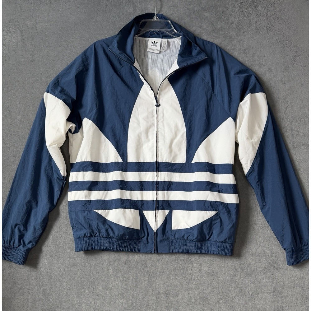 Adidas Big Trefoil Track Top Jacket FM9894 Navy White Size Medium Men's